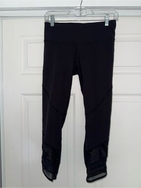 Lululemon Black Polka Dot Mesh Crop Leggings Black Size 6